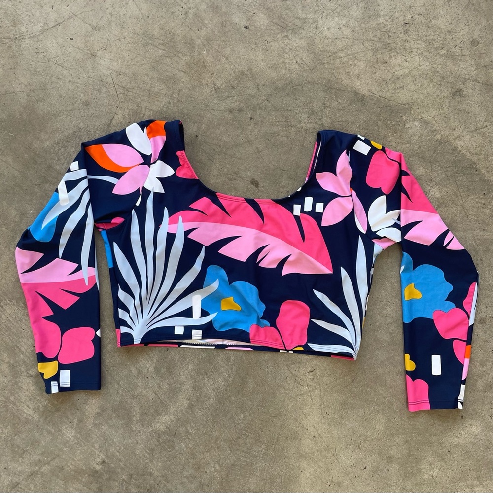 Tropical Floral Long Sleeve Swim Coverup size XXL SIZE 18/20